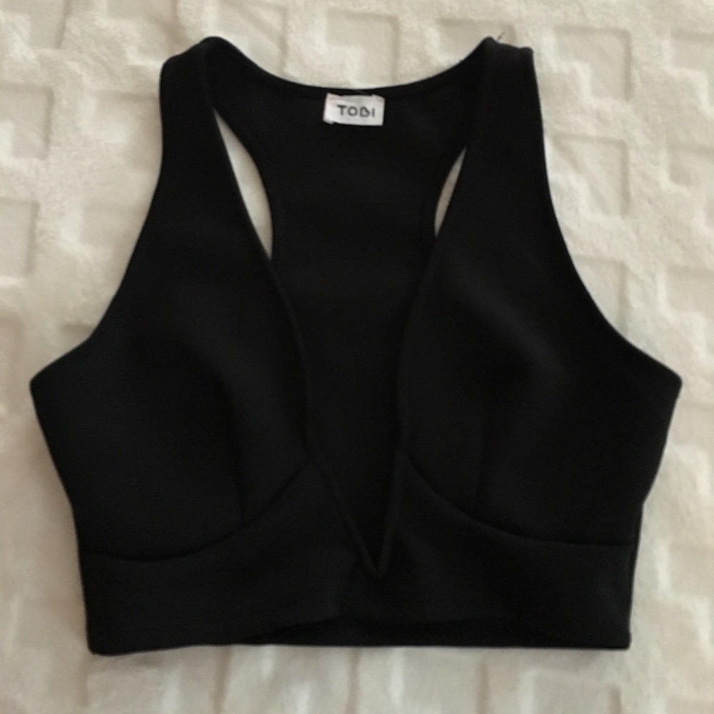 Black Plunging Crop Top
